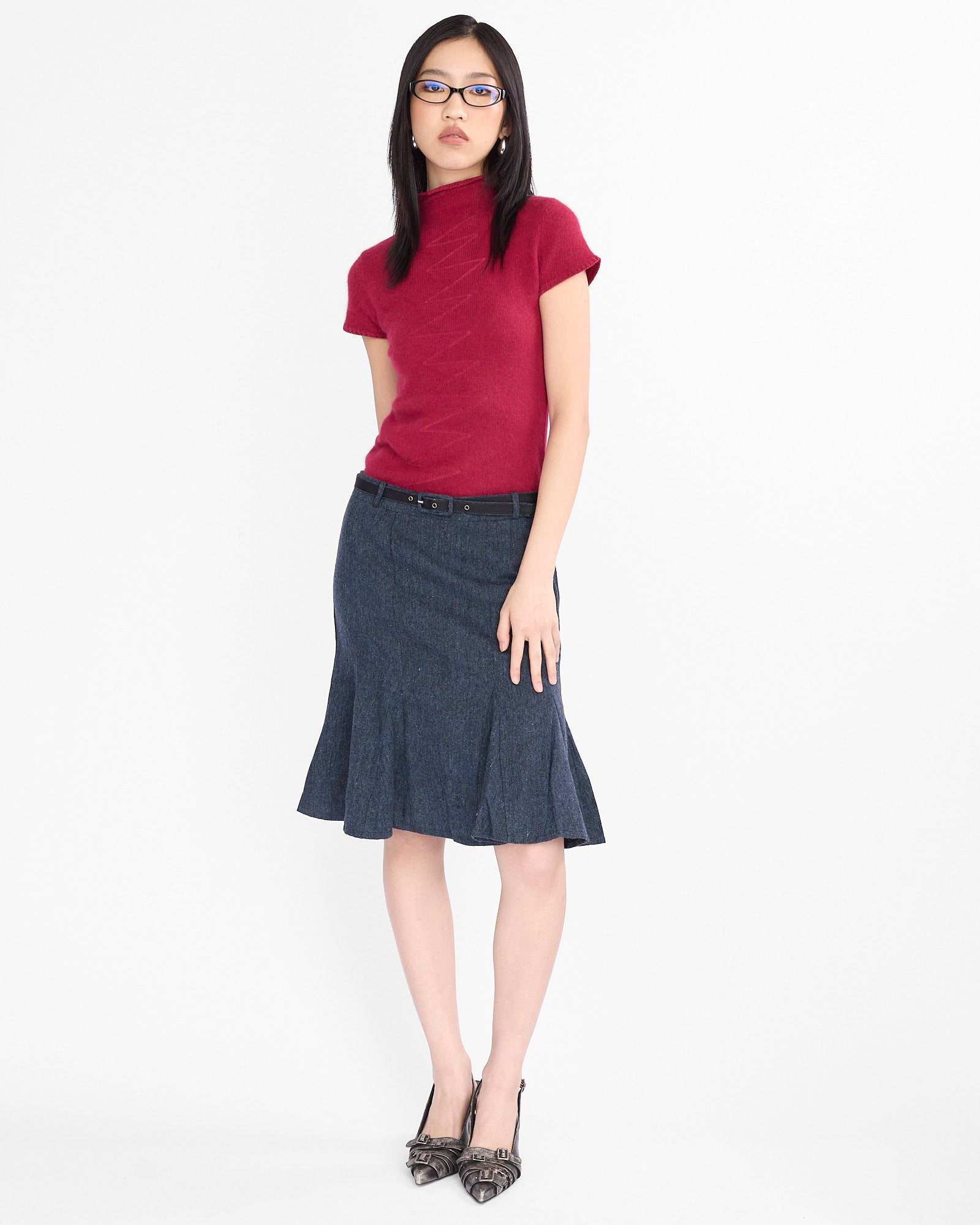 Angora High Neck Knit Top