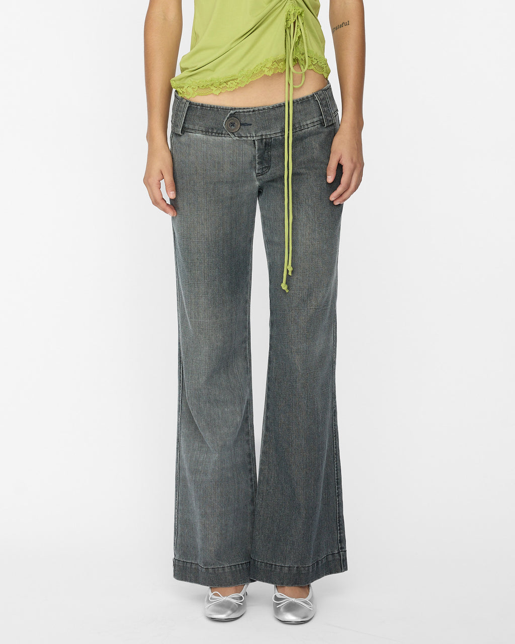 Straight Leg Lightweight Jeans - Washed Charcoal Denim