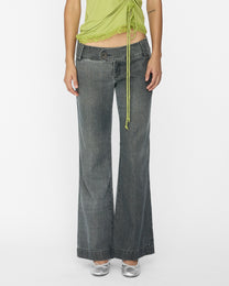 Straight Leg Lightweight Jeans - Washed Charcoal Denim