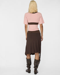 Contrast Flare Sleeve Jersey Top - Pink