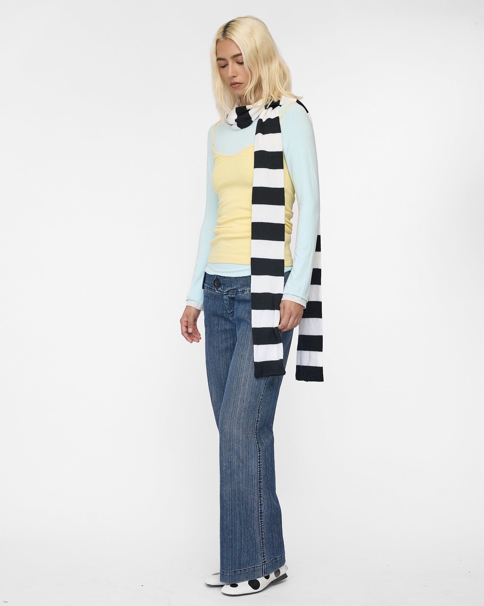 Straight Leg Lightweight Jeans - Striped Vintage Denim