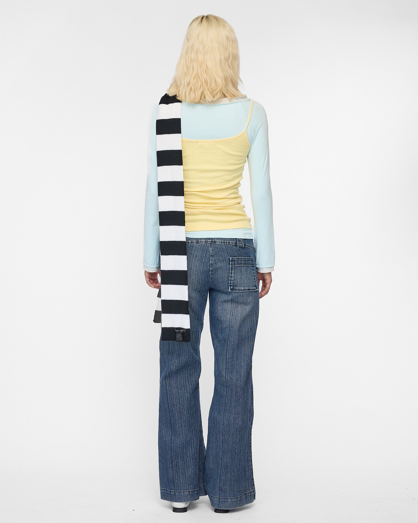 Straight Leg Lightweight Jeans - Striped Vintage Denim