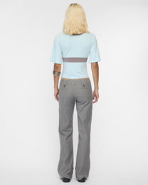 Contrast Flare Sleeve Jersey Top - Icy Blue