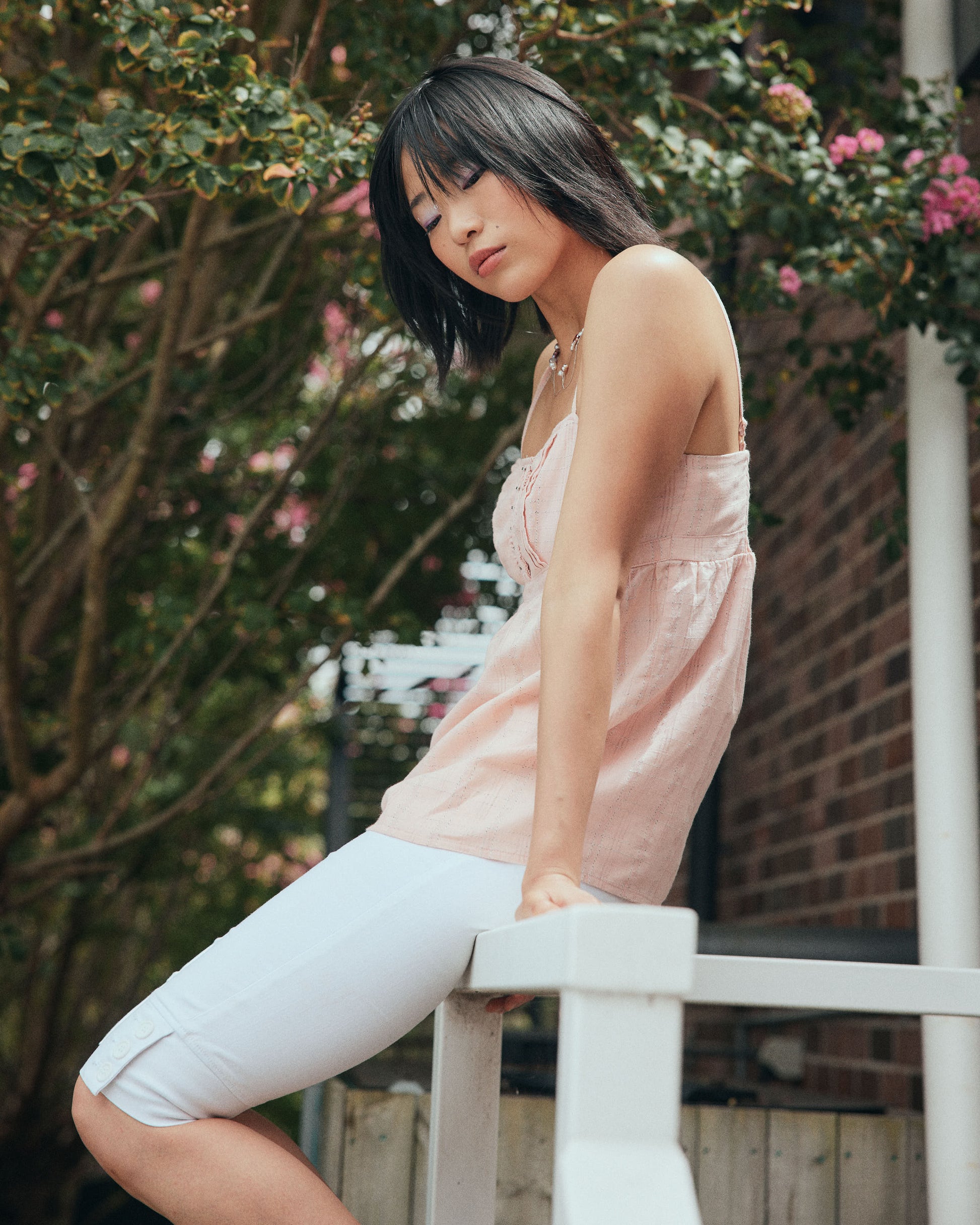 Gingham Plaid Cotton Cami - Blush