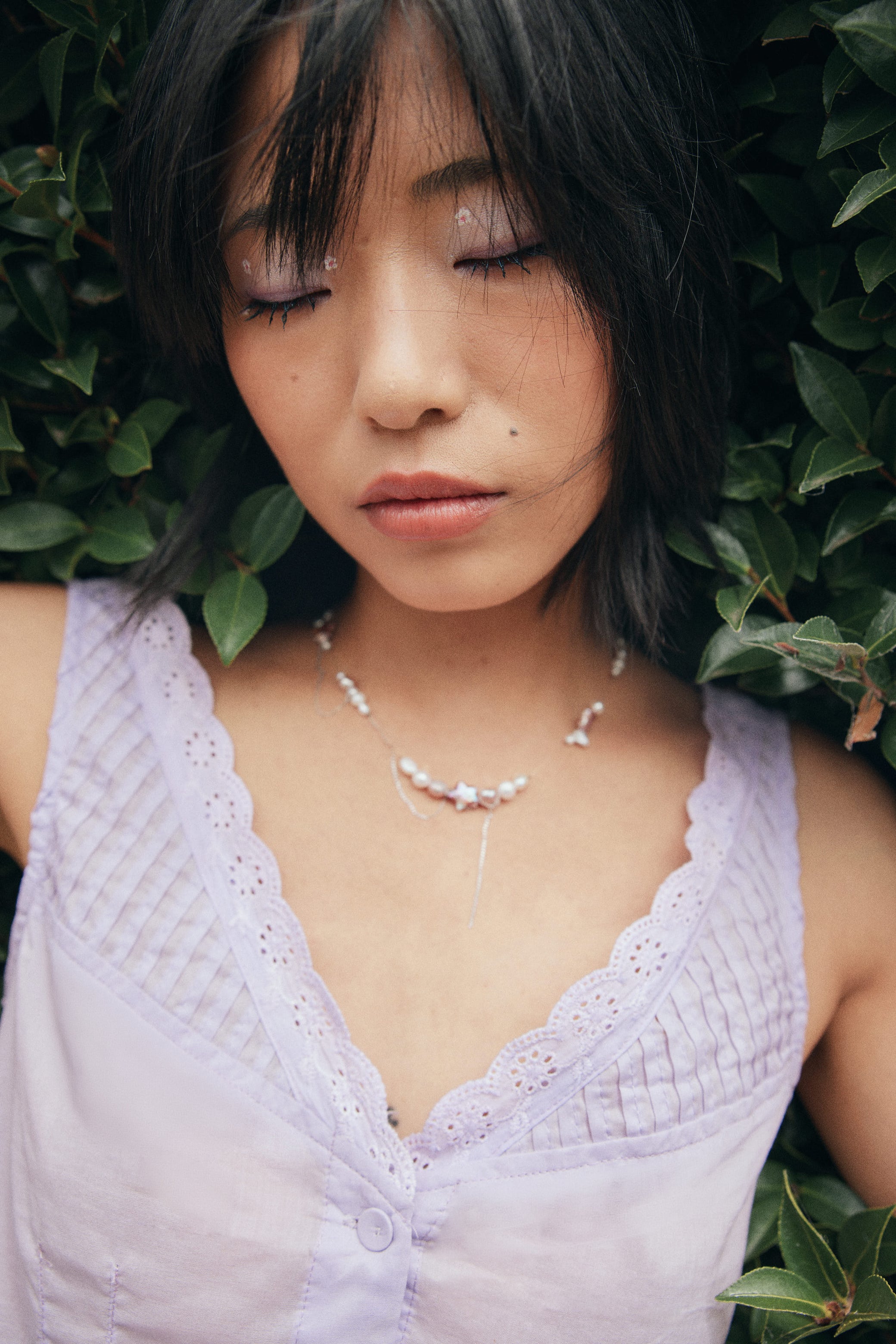 Lace Up Side Cotton Top - Lilac