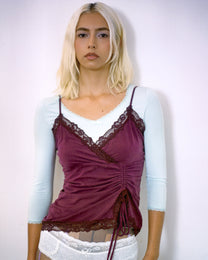 [PRE-ORDER] Adjustable Drawstring Lace Cami - Plum