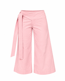Fisherman Tie Stretch Cotton Capri - Rose