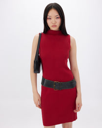 Mock Neck Ribbed Knit Dress