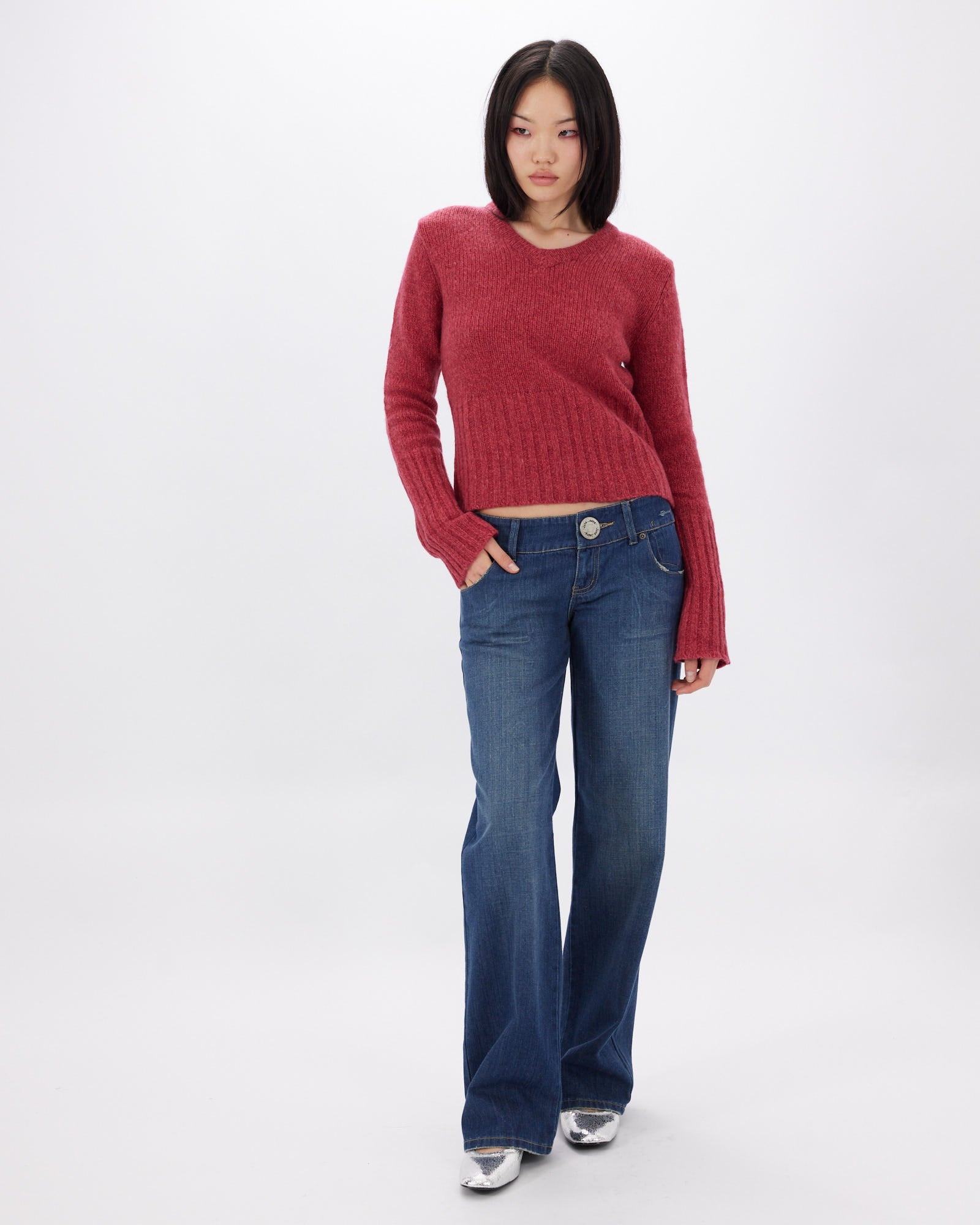 Straight Leg Big Button Jeans