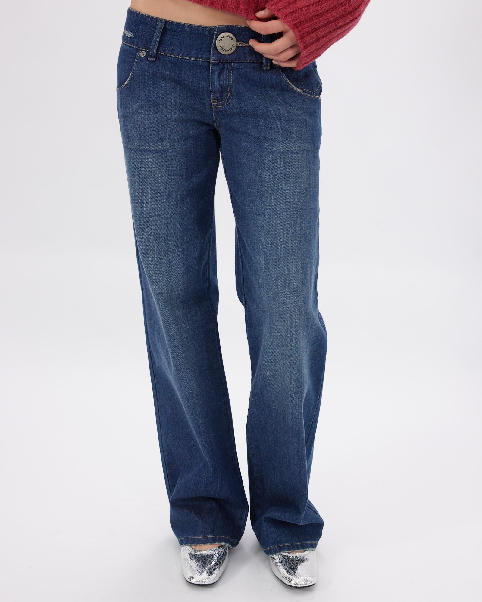 Straight Leg Big Button Jeans
