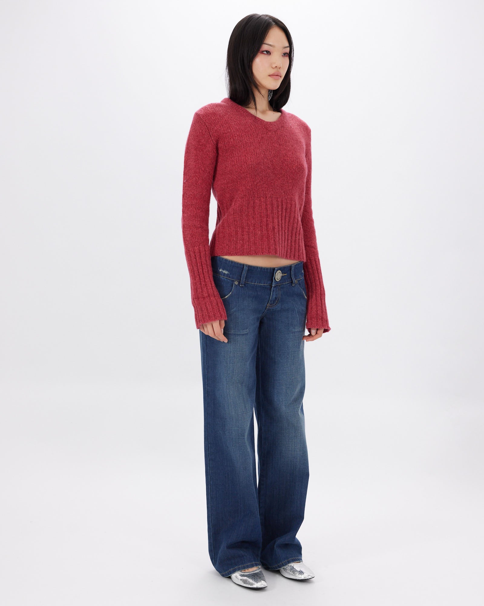Straight Leg Big Button Jeans