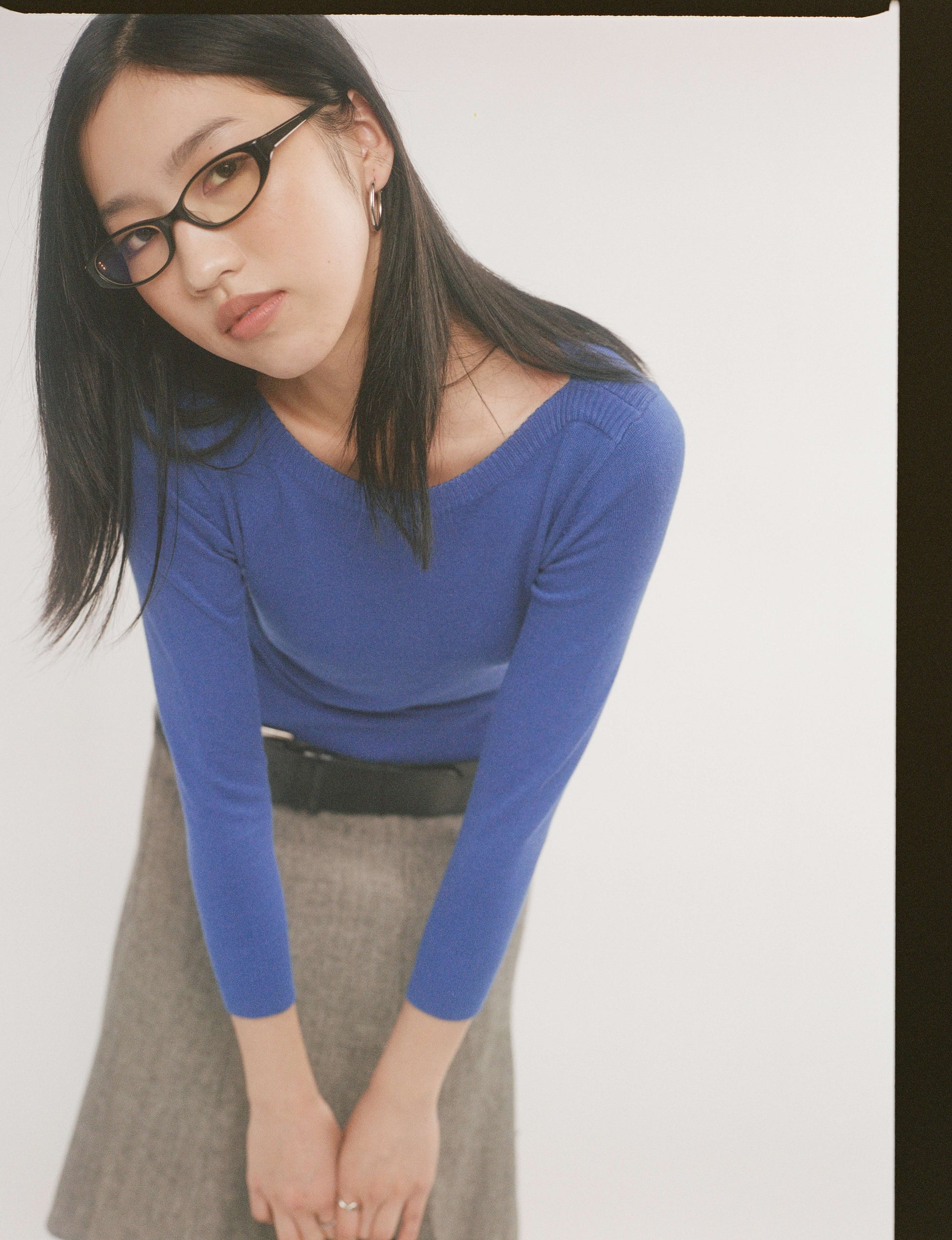 Boat Neck Knit Sweater - Cobalt