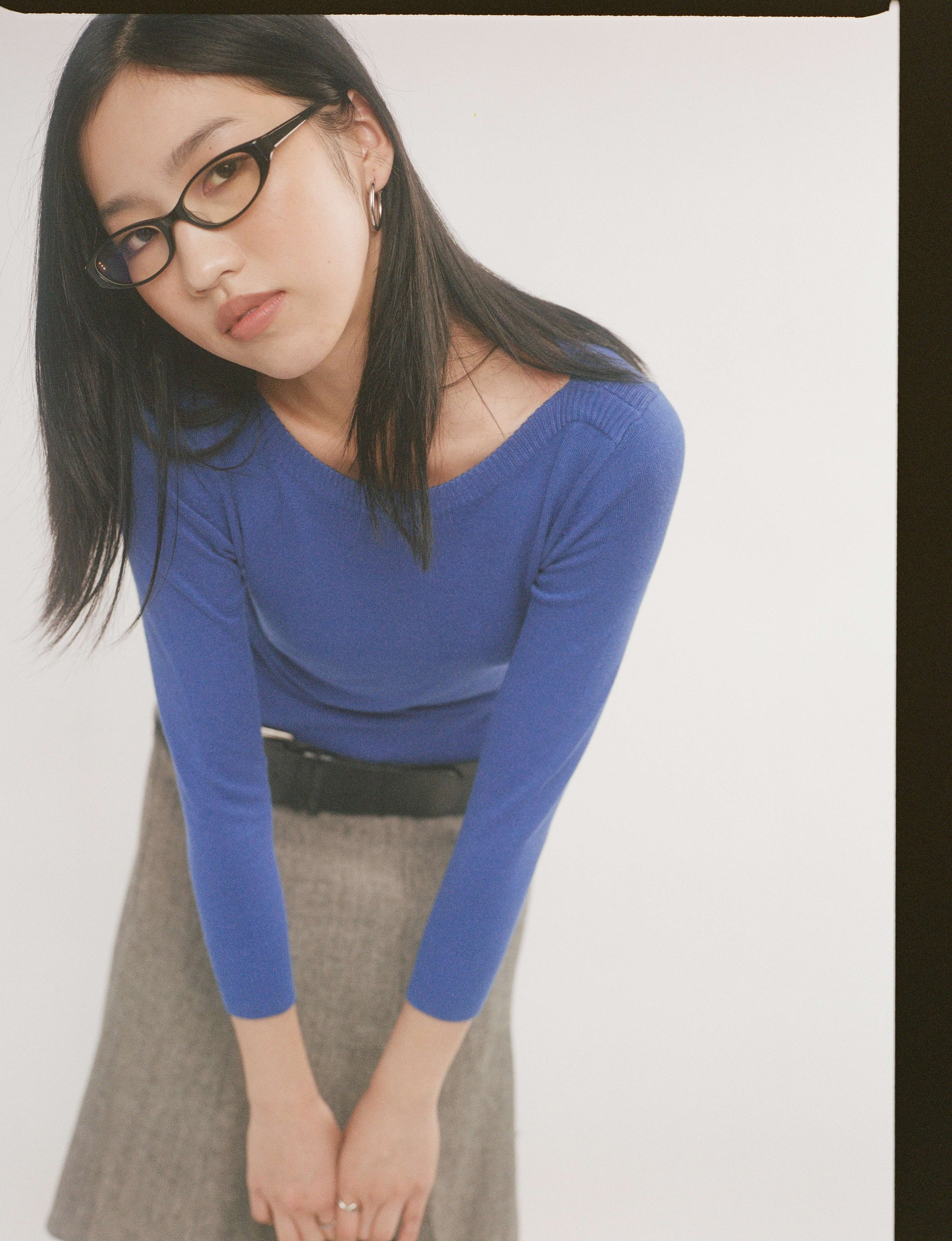 Boat Neck Knit Sweater - Cobalt