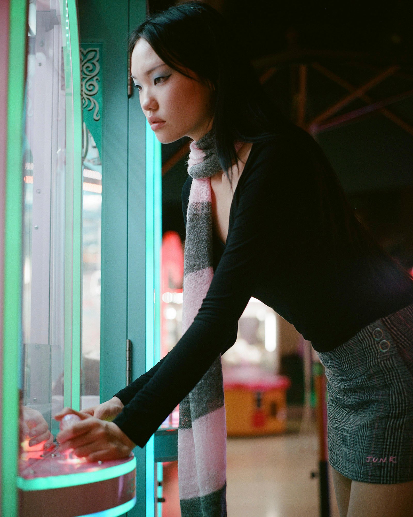 Wide Waistband Tartan Mini Skirt