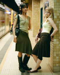 Asymmetrical Jersey Skirt - Khaki