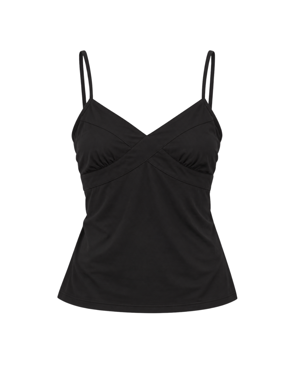 Stretch Cotton Tie Back Cami - Black