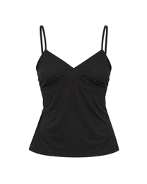 Stretch Cotton Tie Back Cami - Black