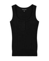 Button-Front Ribbed Tank Top