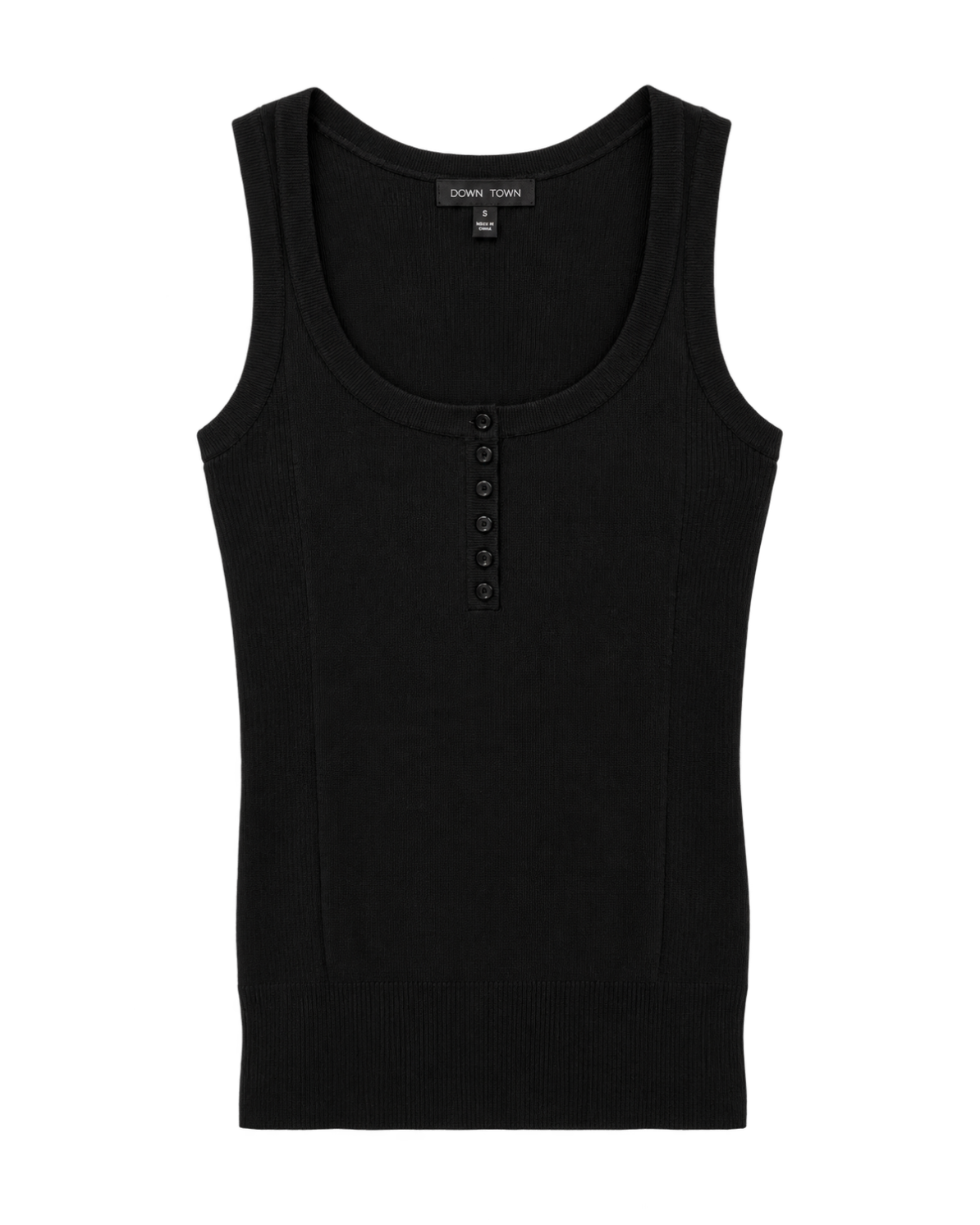 Button-Front Ribbed Tank Top