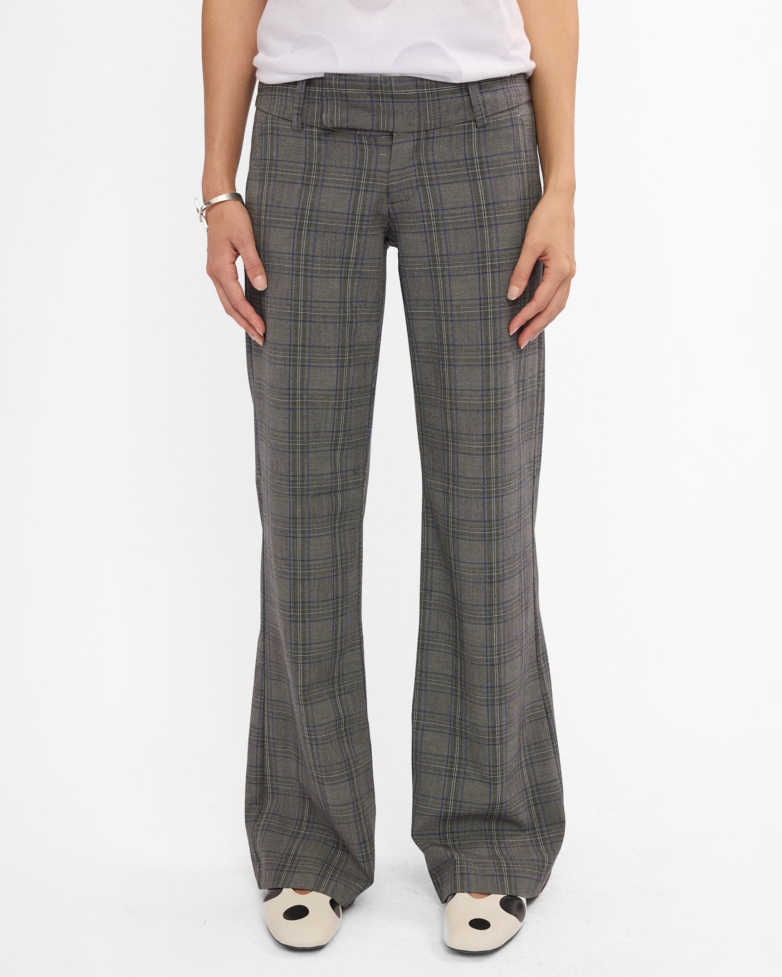 Stretch Plaid Lowrise Pants