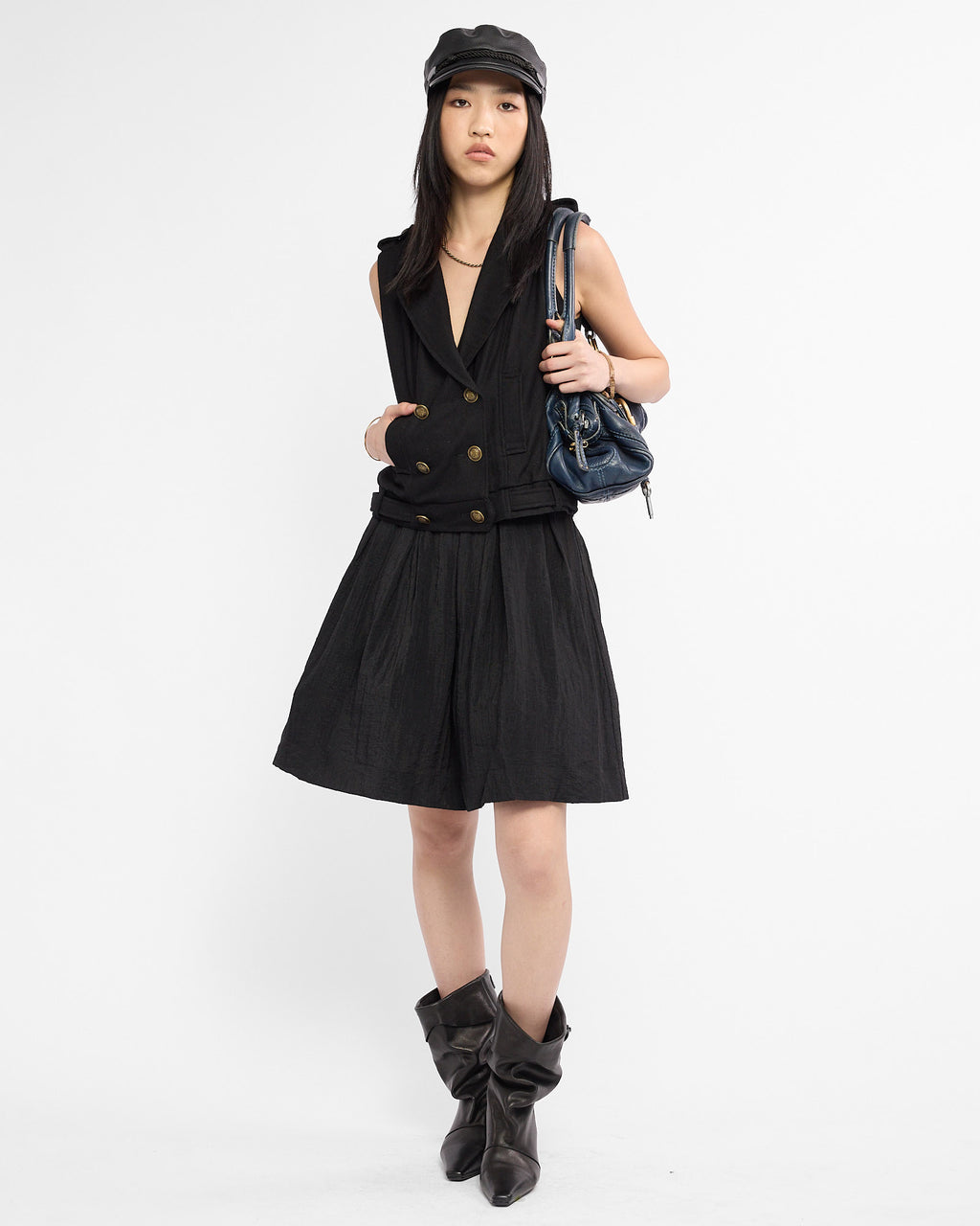 Double Breasted Sleeveless Wool Vest