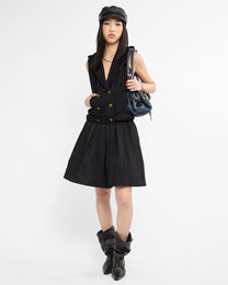 Double Breasted Sleeveless Wool Vest