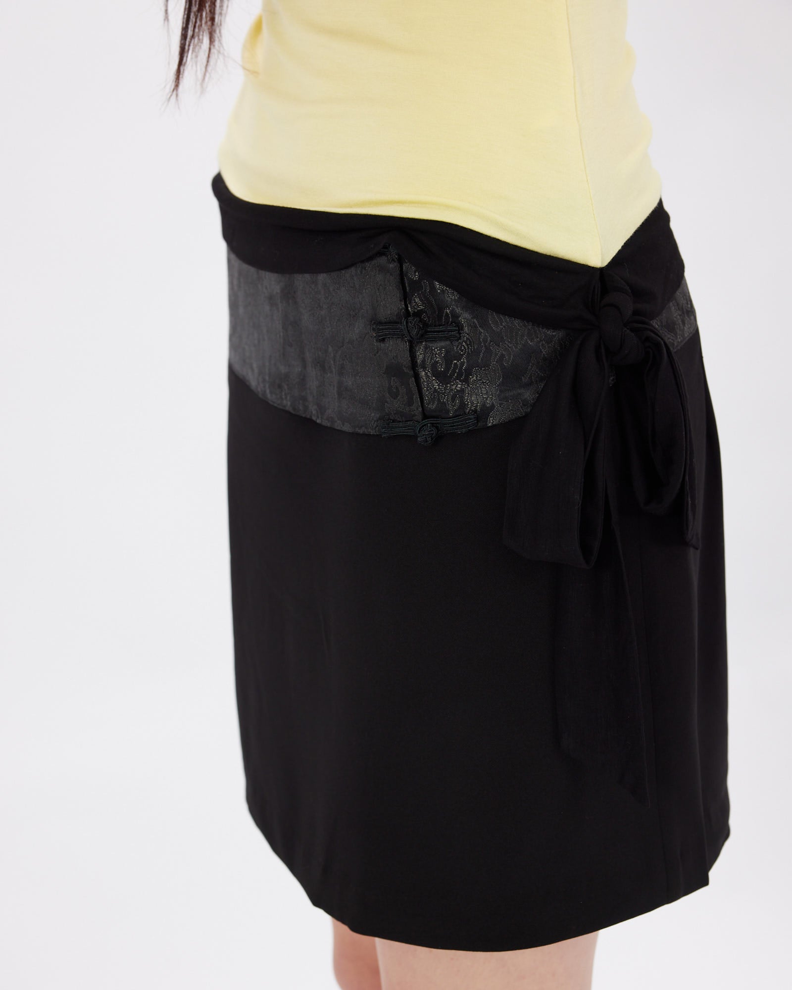 Satin Embroidered Waistband Mini