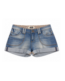 Curve Pocket Cuffed Denim Mini Short
